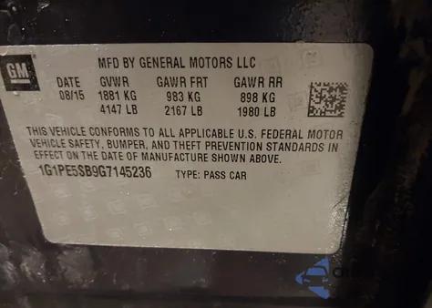 2016 Chevrolet Cruze Limited 1Lt Auto z USA, uszkodzony, nr VIN 1G1PE5SB9G7145236